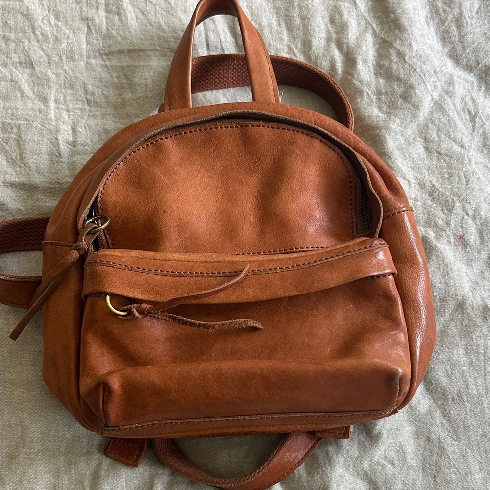 Madewell Brown Tan Leather Mini Backpack